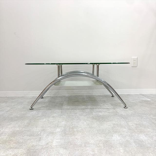 オーバルガラスコーヒーテーブル