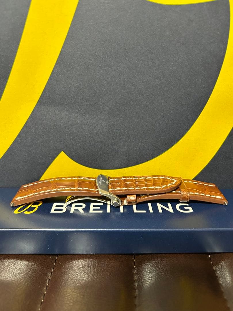 ブライトリング純正 ブラウンアリゲーターストラップ&Dバックル　セット