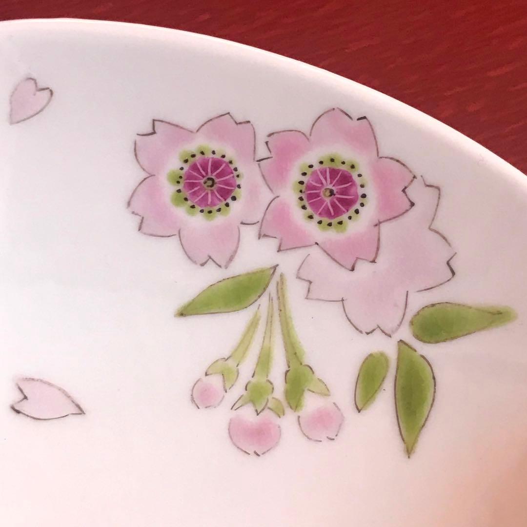 未使用保管品✨九谷焼 稔作 桜 薔薇 三つ足 皿 1枚✨さくら バラ 取り皿