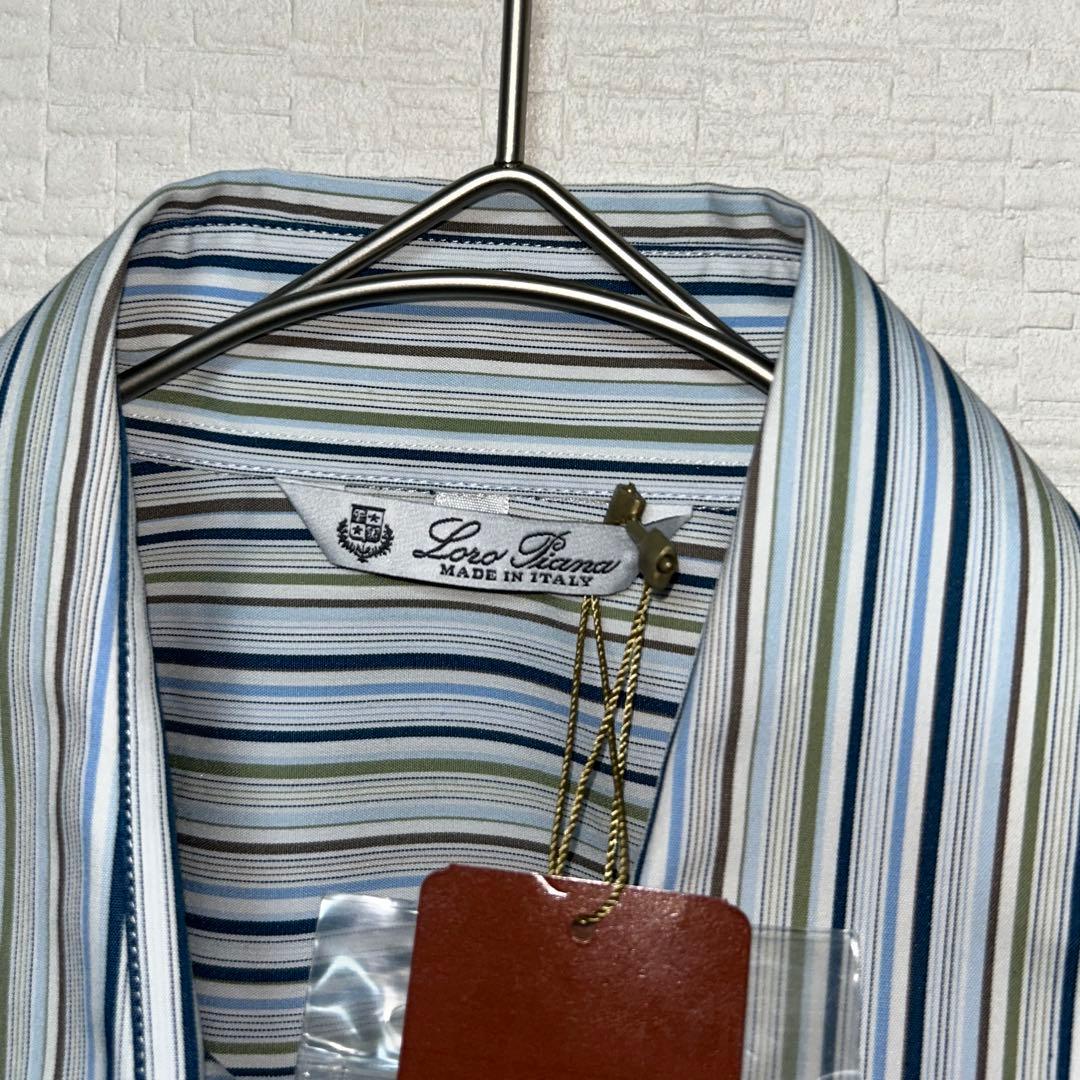 タグ付き Loro Piana ロロピアーナ ストライプ 長袖 シャツ 40