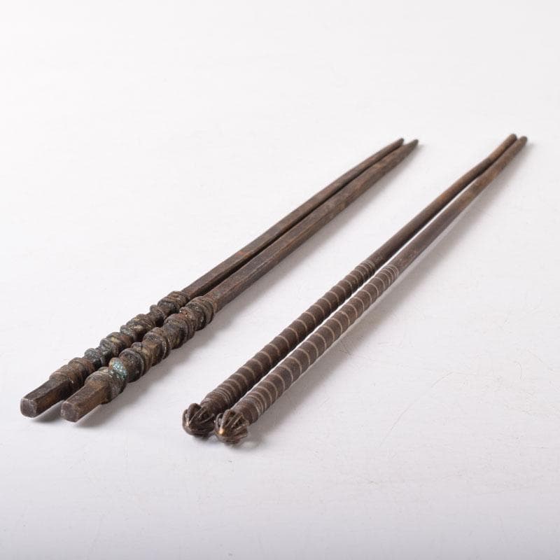 茶道具　内藤四郎作　古鉄　火箸　二種二組　共箱　C　7511