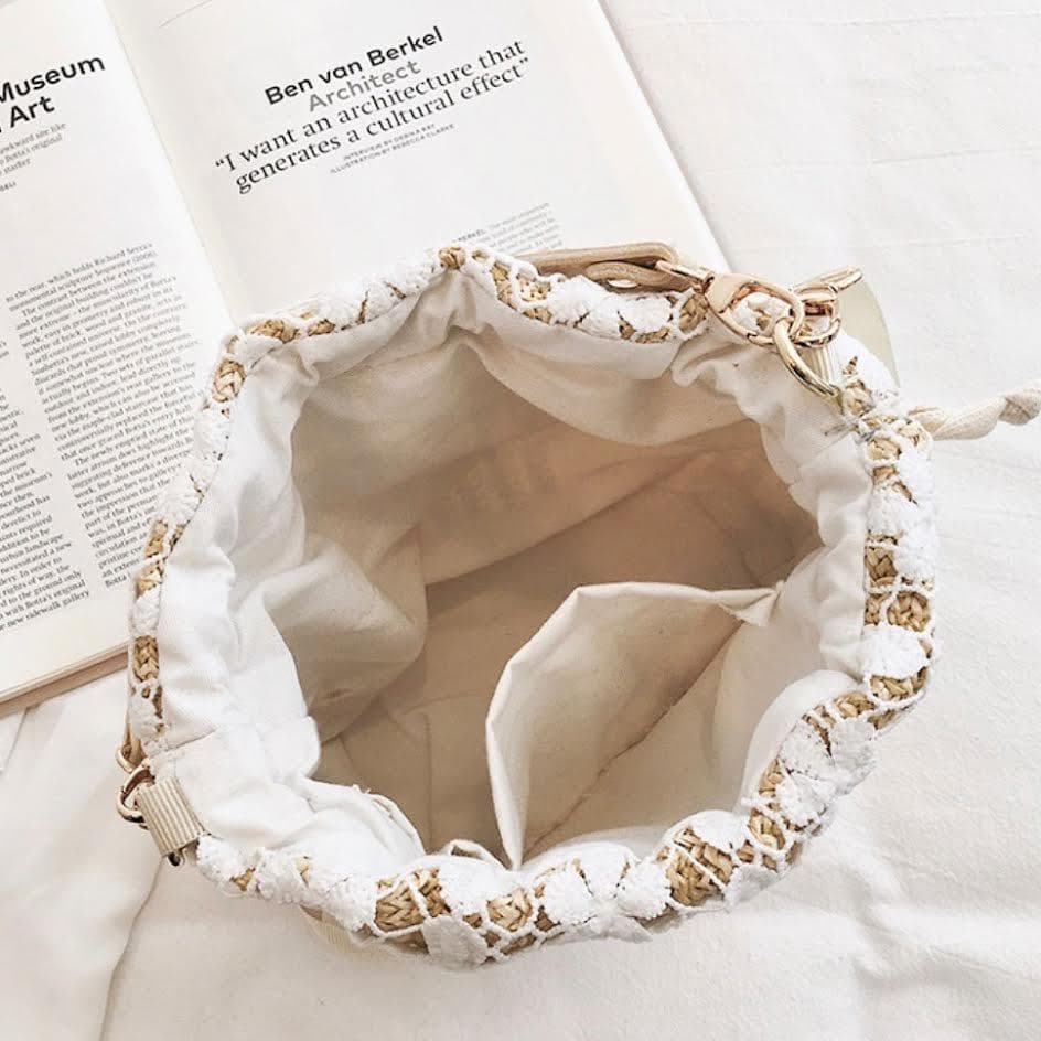 カゴバッグ ショルダー 斜めがけ 水着 夏 海 プール 浴衣 レース レジャー