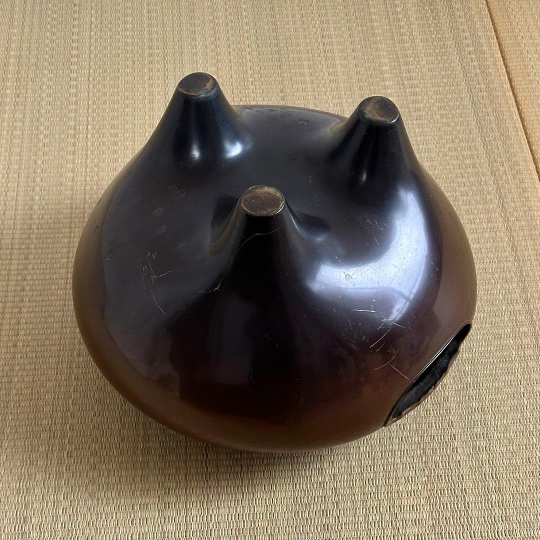 唐銅【朝鮮風炉釜 茶釜】釜環 銅蓋 電熱器付 茶道具