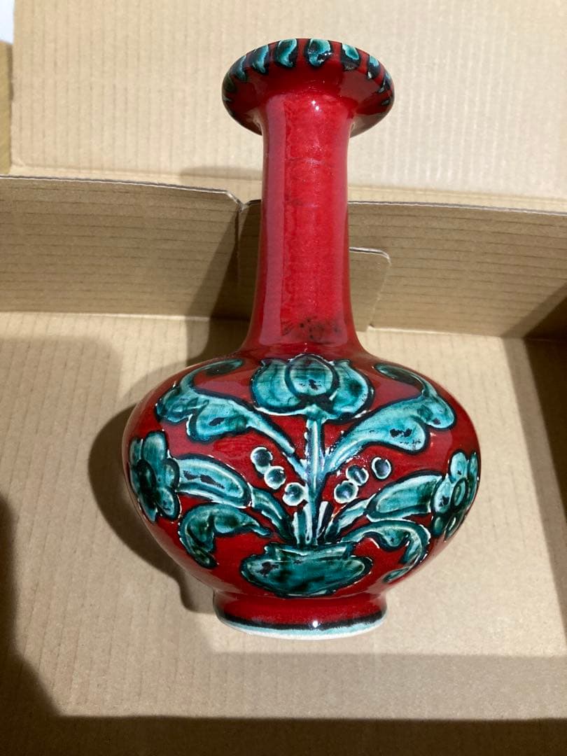 【中古】グムンドナー・ケラミック 手書き花瓶 約18cm