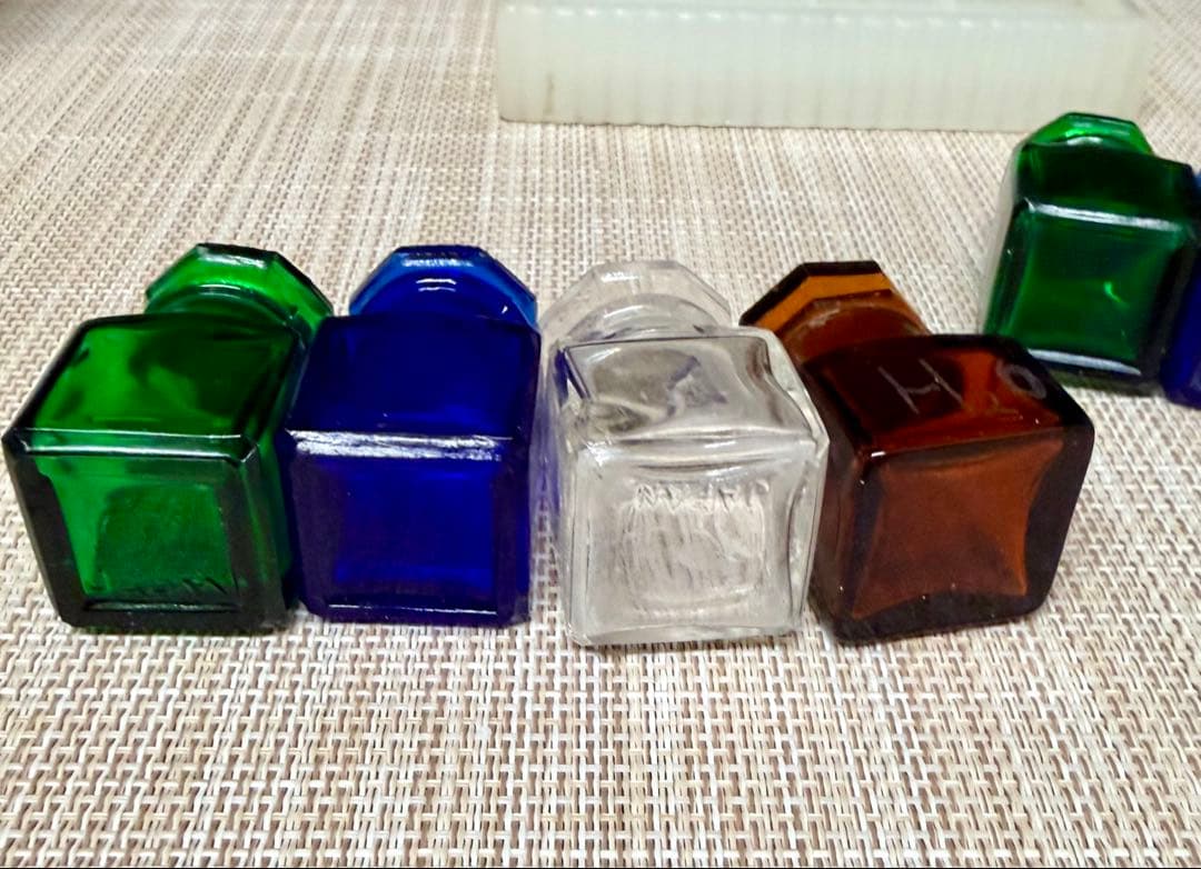 戦前 歯医者 薬瓶 ミルクガラス 薬瓶台 セット ①