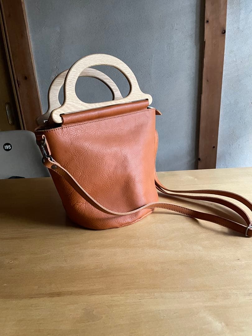 【未使用品】浅草革小物Kanmi. カンミ2wayレザーショルダーバッグブラウン