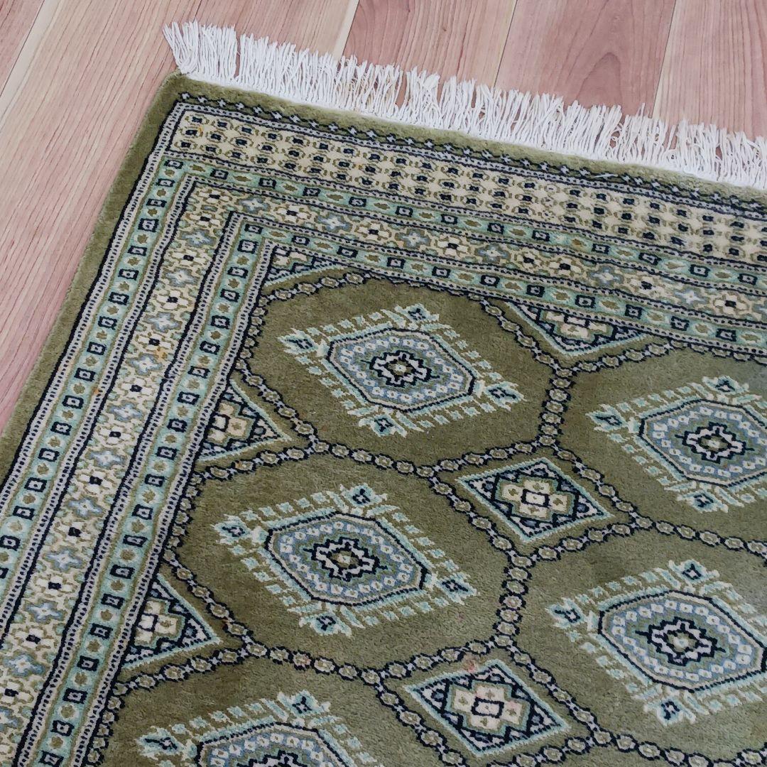 専用 Y2208 パキスタン絨毯 ウール×コットン 手織り 139×89㎝