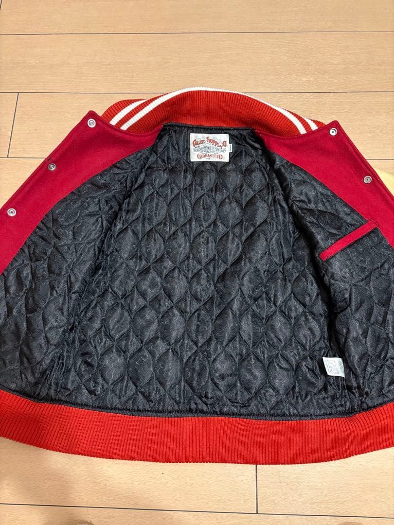 CALEE スタジャン 赤/ベージュ