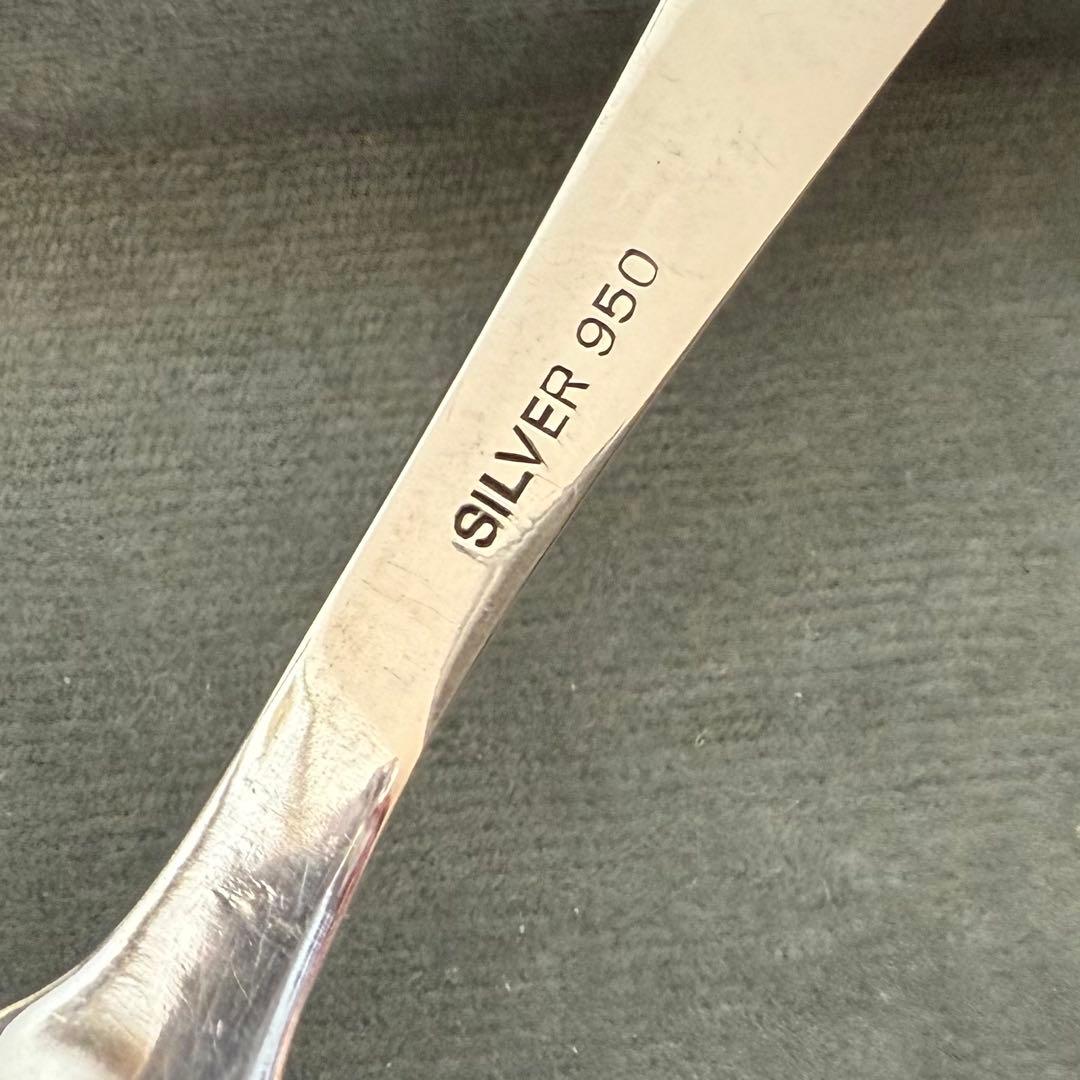 純銀950花柄ティースプーン6本セット　超美品