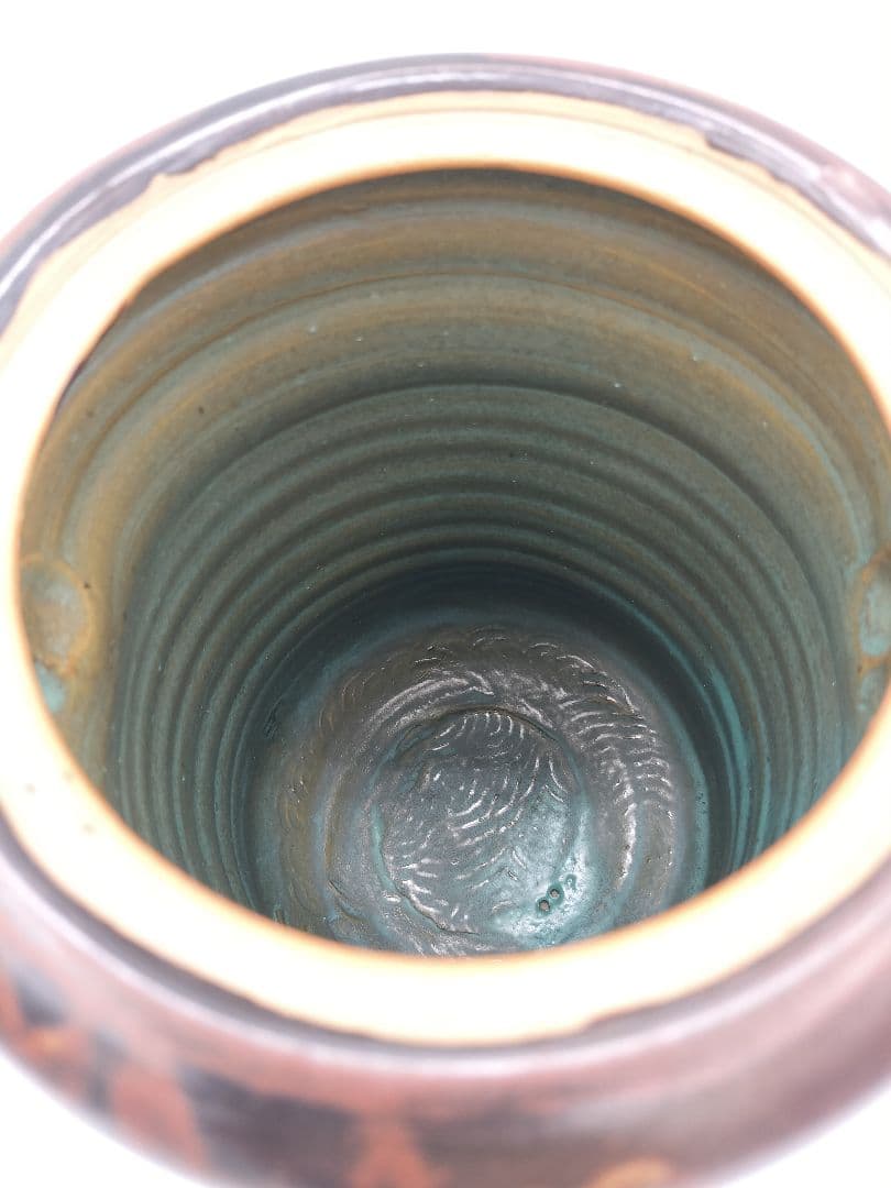 c525 水指 渋紙耳付 上野焼 15代　熊谷紅陽　木箱 茶道具 古物