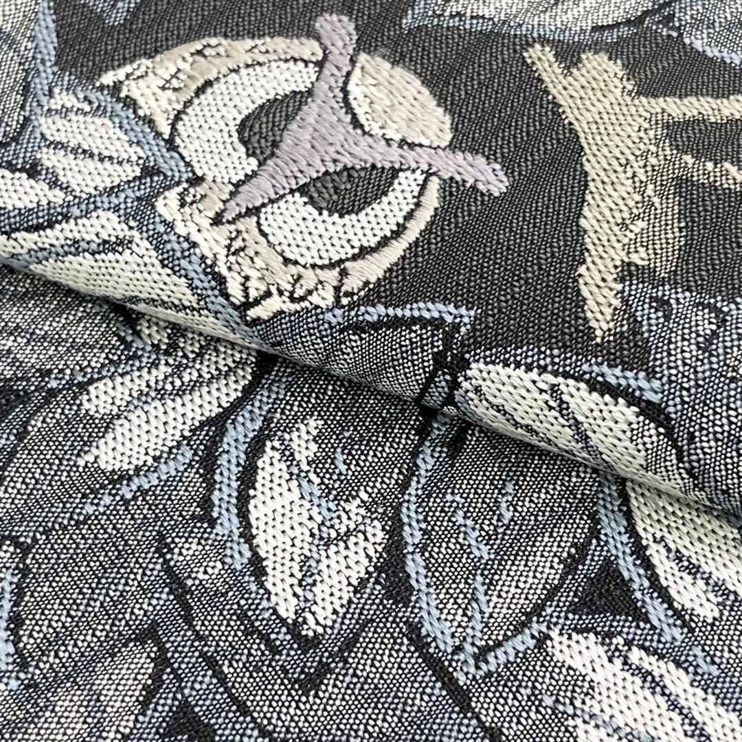 ☆ 袋帯 枝木にとまるフクロウ 梟柄 青褐色 ガード加工 O-3677