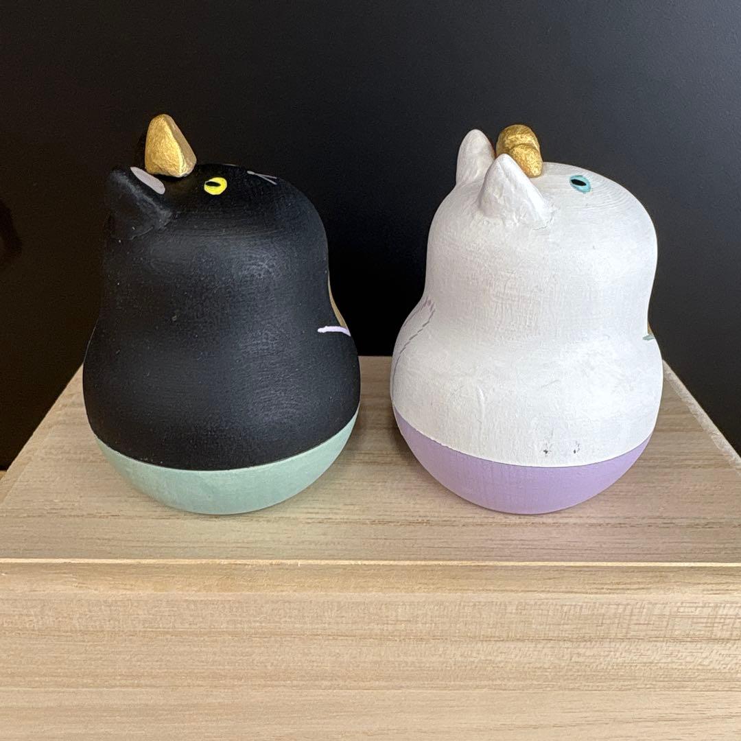 ねこマトリョーシカ　木製　白黒