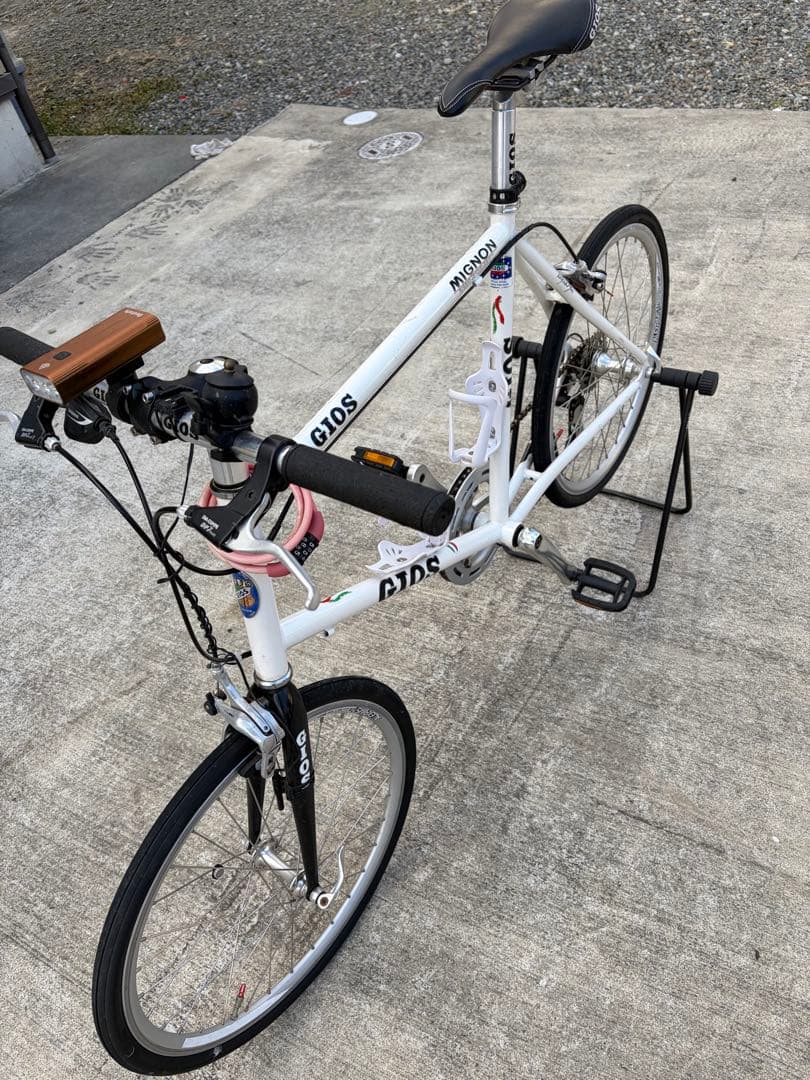 GIOS ミニベロ 自転車 ホワイト　スタンド付