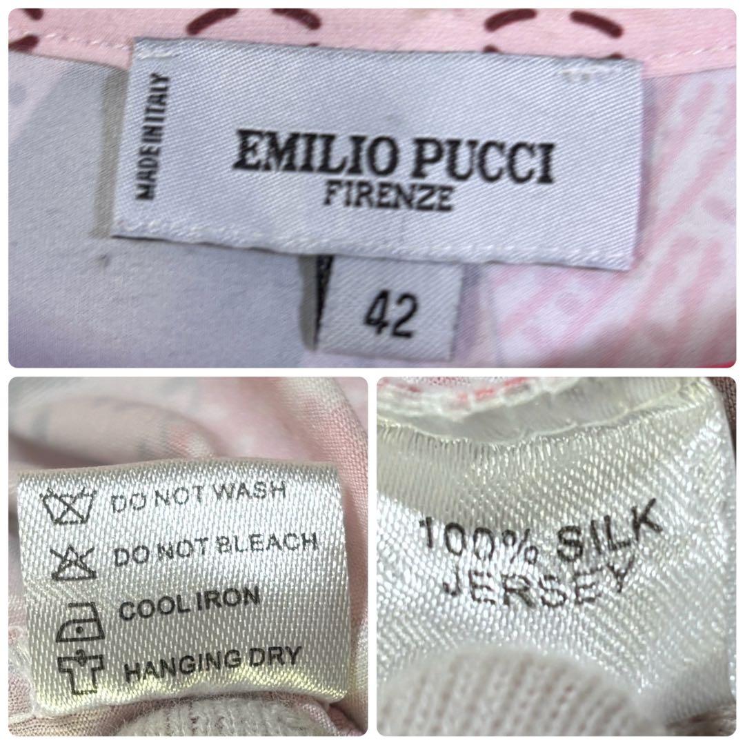 エミリオプッチ　大きいサイズ　プッチ柄　シルク100% 膝丈ワンピース　半袖