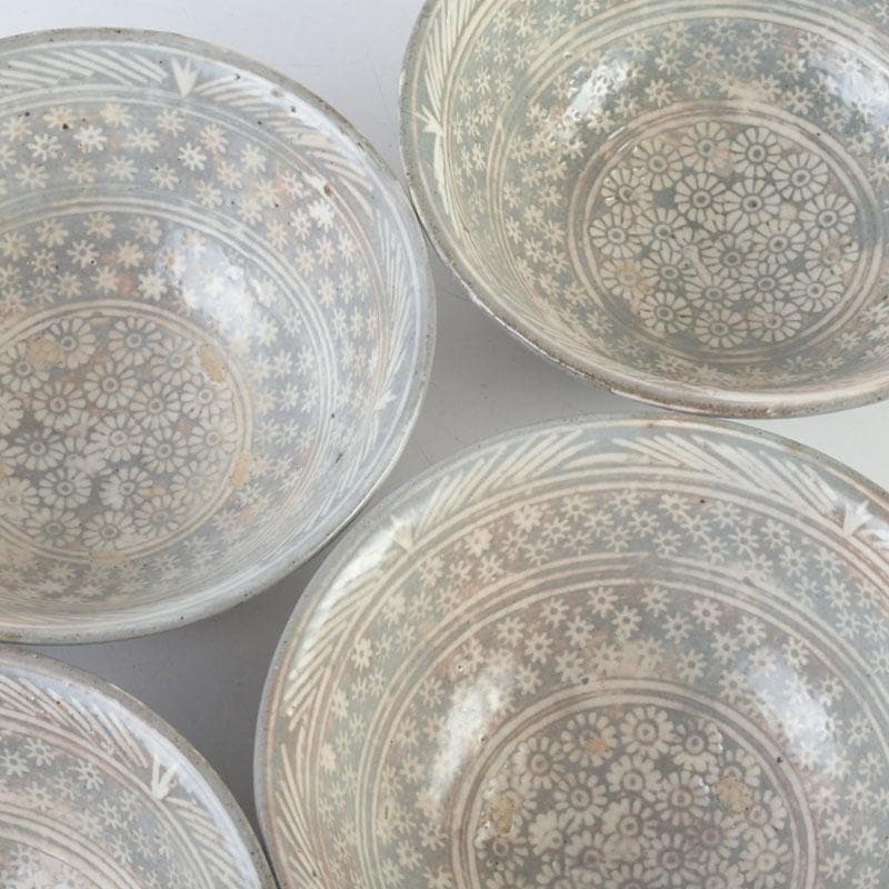 美優 茶道具　金海駕洛窯　三島　数茶碗　五客　共箱　V　9468