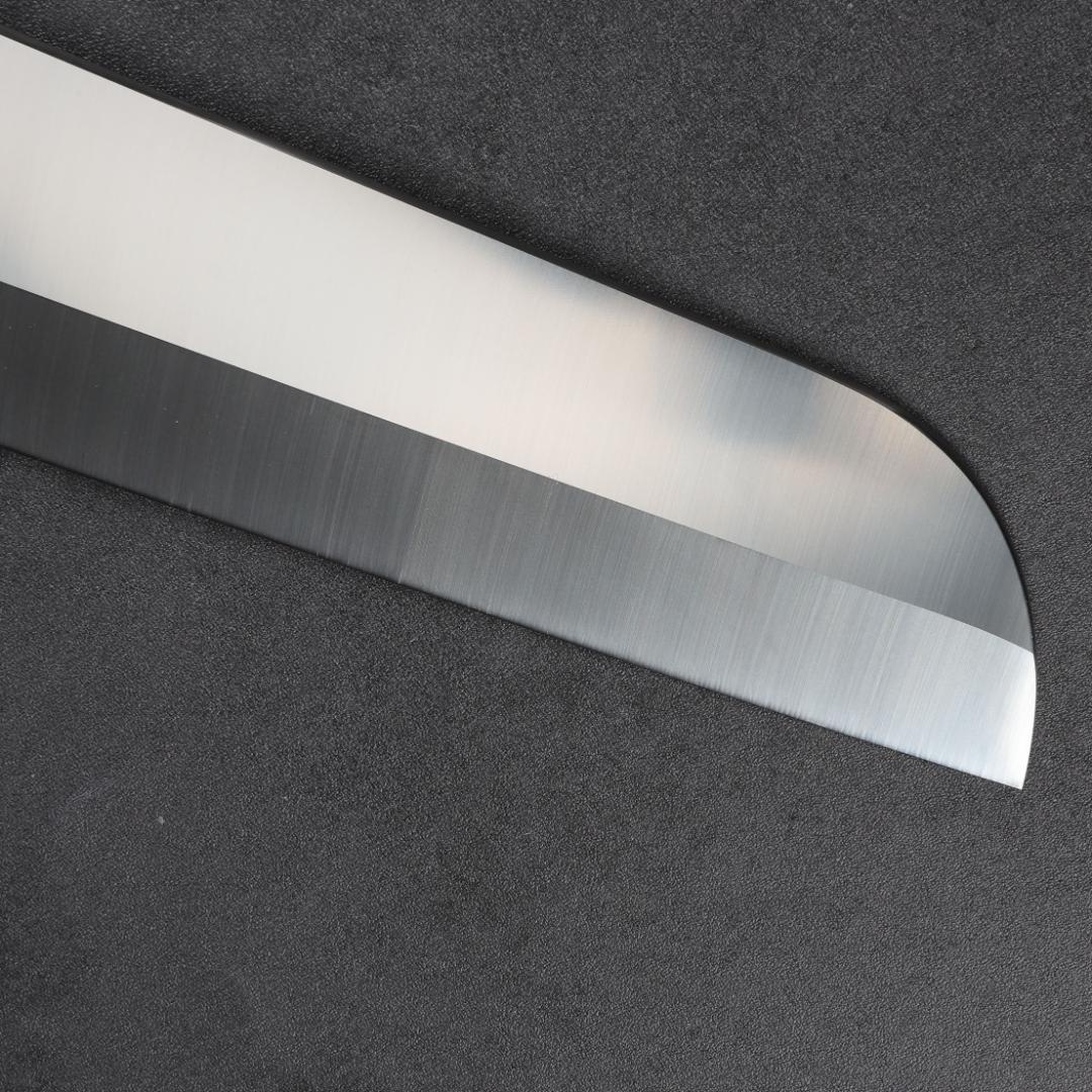 7015 鎌型薄刃包丁 8寸 刃渡り240mm 刺身包丁 人工象牙黒三本巻八角柄