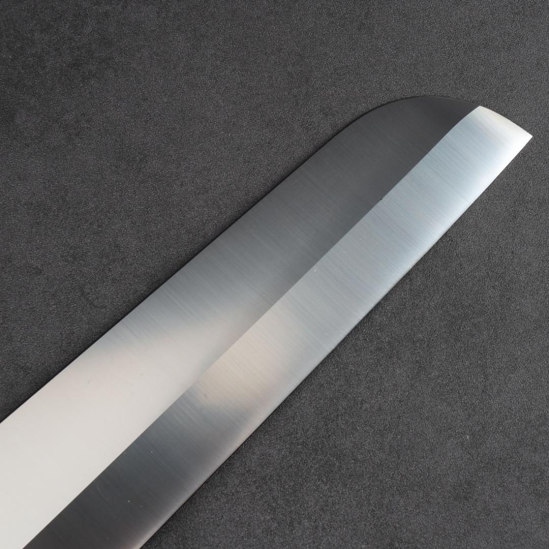 7015 鎌型薄刃包丁 8寸 刃渡り240mm 刺身包丁 人工象牙黒三本巻八角柄