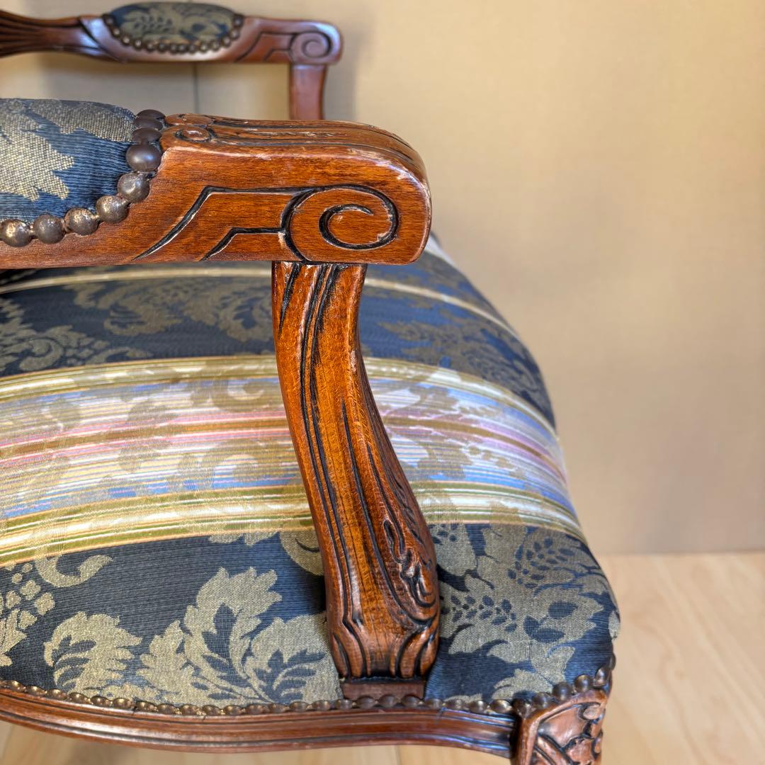 イタリア製 猫脚 アンティーク アームチェア クラシック 鋲打ち 1脚