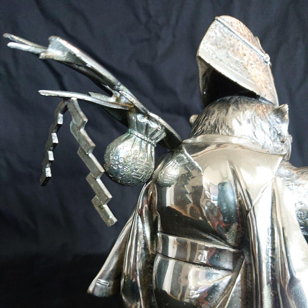 銀製三番叟猿置物 箱付き インテリア 骨董 アンティーク 申年 銀