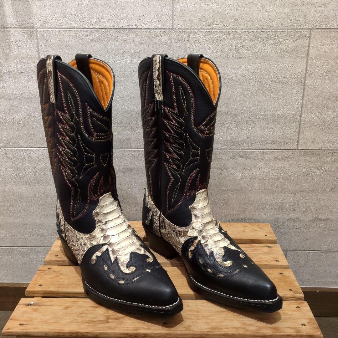 オーダーメイドパイソンレザーウエスタンブーツ 　 25.5cmEEE