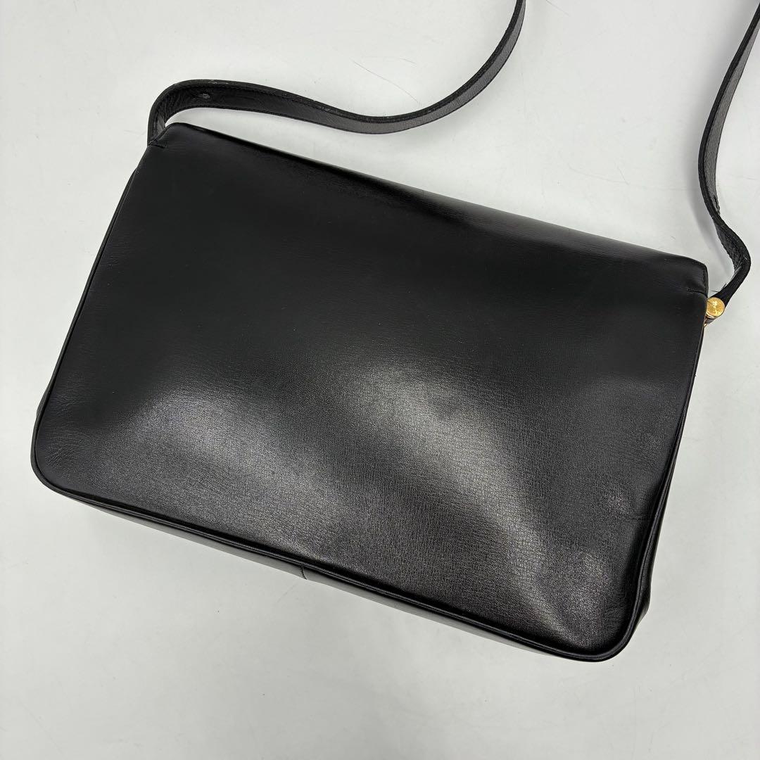 美品 クリスチャンディオール ショルダーバッグ CDロゴ オールレザー ブラック