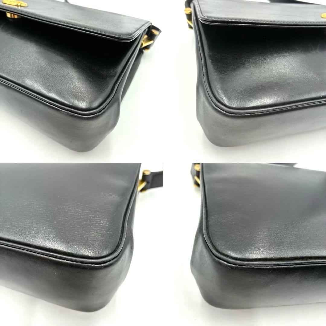 美品 クリスチャンディオール ショルダーバッグ CDロゴ オールレザー ブラック