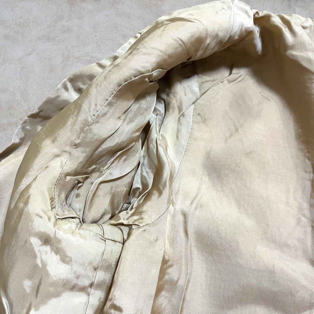 エムズグレイシー ノーカラーコート リボン ベージュ ウール モヘヤ 40