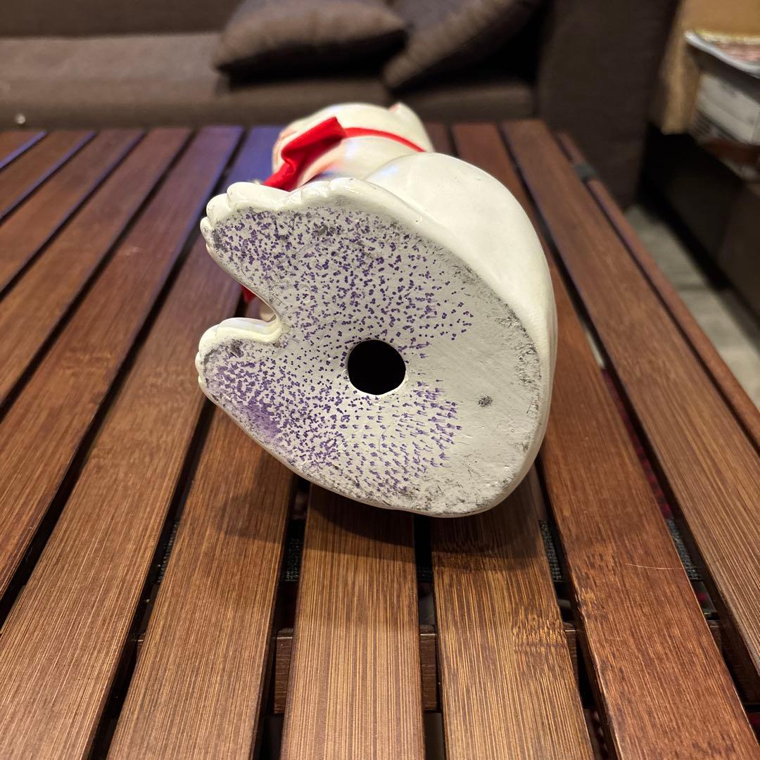 陶器 招き猫 鈴付き 赤いスカーフ