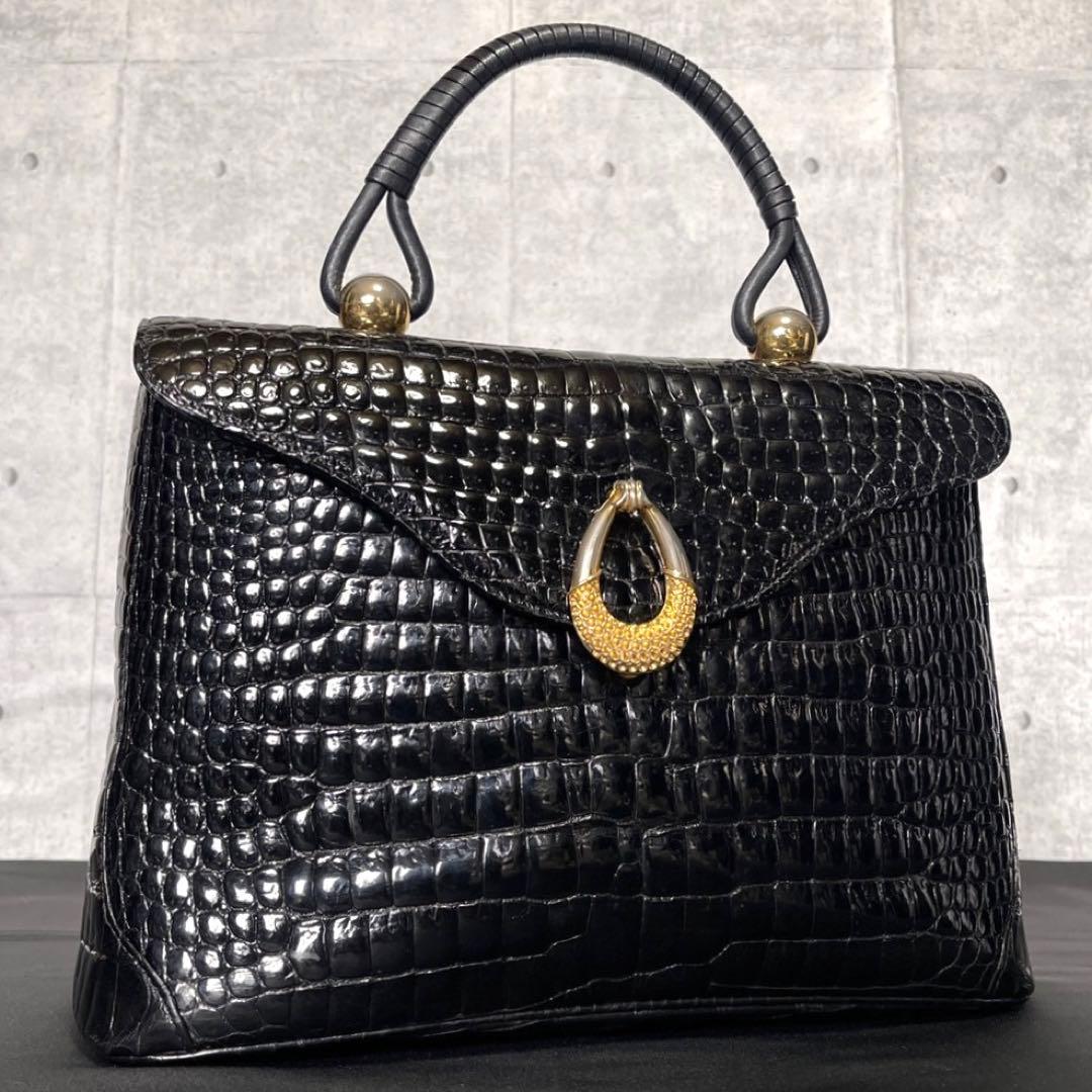 専用品HAMANO BLACK ロイヤルモデル クロコダイル ハンドバッグ
