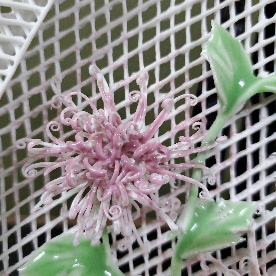 (754)✿景徳鎮窯★中国レース焼★菊鈴虫額皿★破魔オマケ付き★