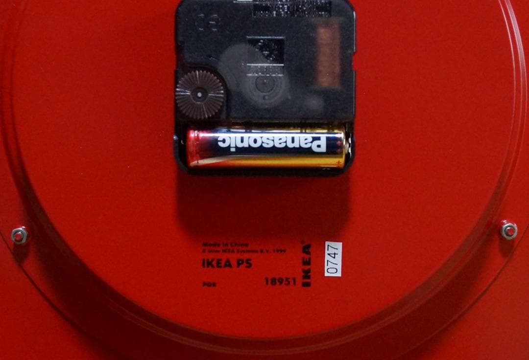 ★レア廃盤★北欧IKEA PS 1995★鍵穴型掛時計 置時計 収納付き赤レッド