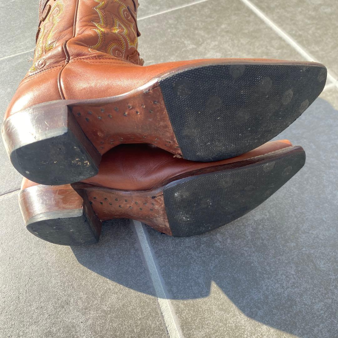 【Tony Lama】トニーラマ　ブラウン刺繍　ウエスタンブーツ　7b