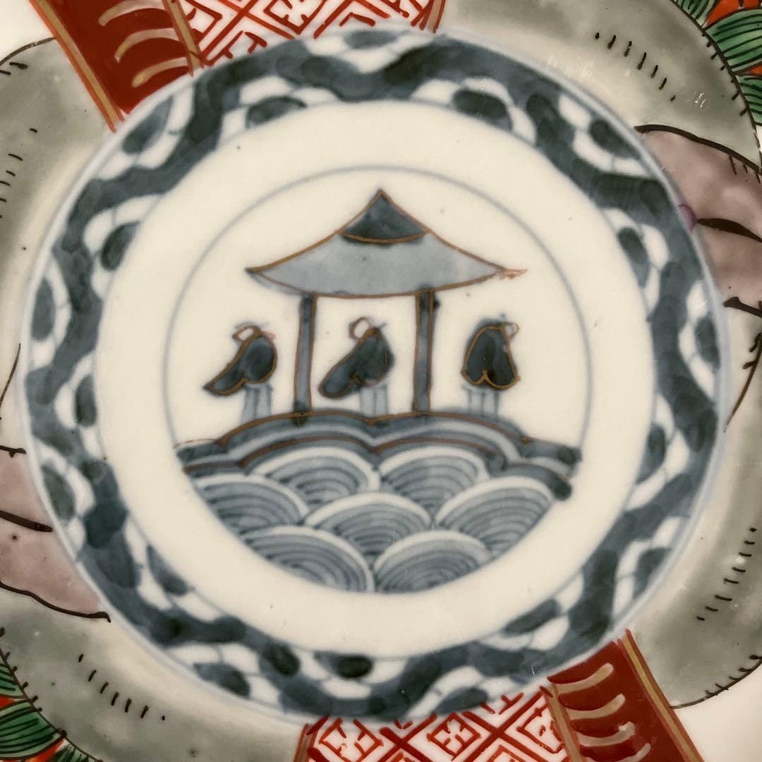 江戸後期〜明治初期｜古伊万里 7寸皿｜染錦 金彩色｜桜の木 唐人