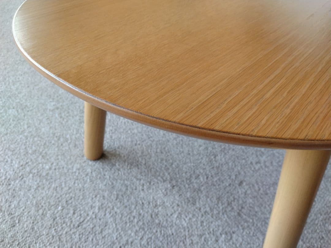 【訳あり21年製】MUJI無印 オーク材楕円こたつ小/ローテーブル机座卓センター