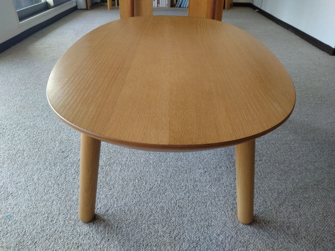 【訳あり21年製】MUJI無印 オーク材楕円こたつ小/ローテーブル机座卓センター