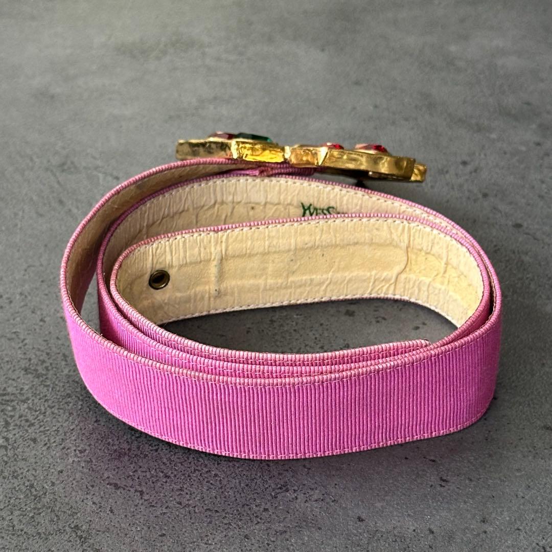 イヴ・サンローラン リヴ・ゴーシュ クリスタル ゴールドクロス ナイロンベルト