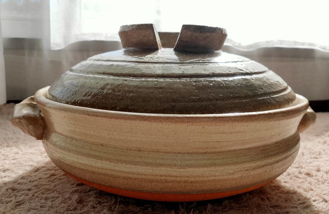 真味喜陶苑　信楽焼　土鍋（手作り） 灰刷毛　9号