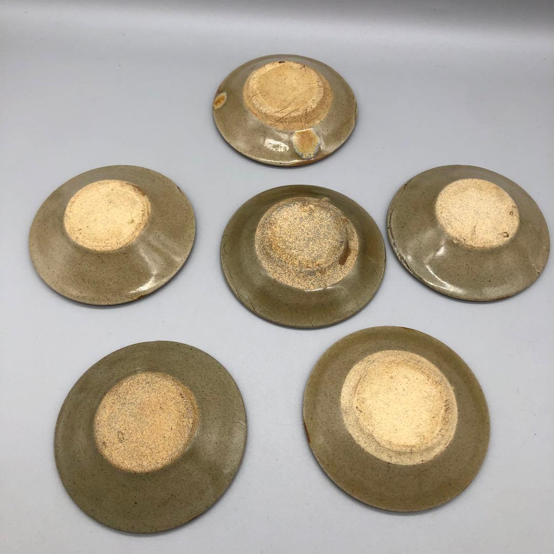 貫入陶器焼き物豆皿小皿10cm6枚セットアンティーク食器伝統工芸骨董