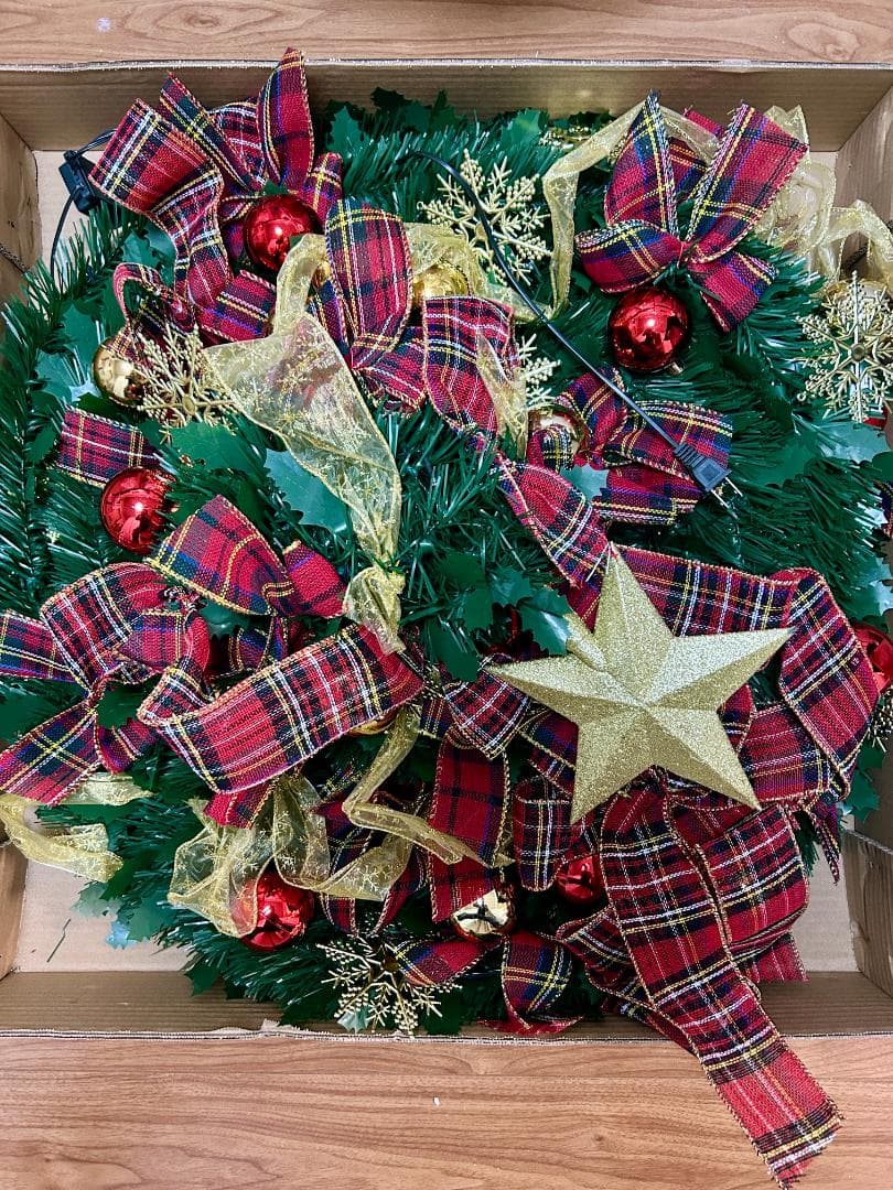 超速組立 クリスマスツリー 【 レッドリボンタイプ LED付 】 180cm