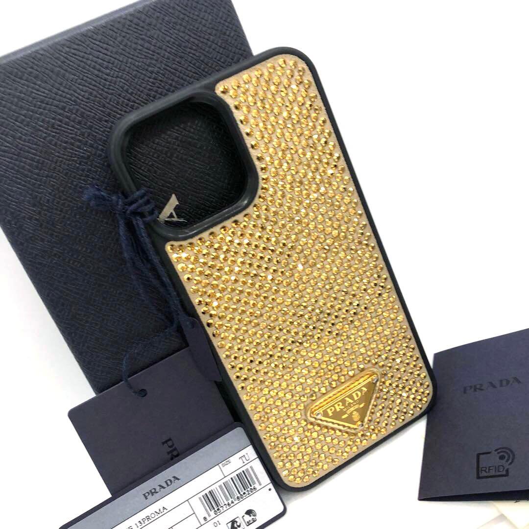 プラダ PRADA iPhone13 pro maxケース ゴールドスパンコール
