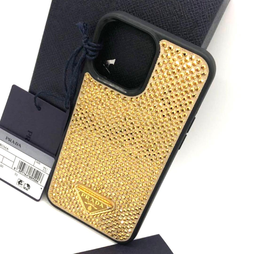 プラダ PRADA iPhone13 pro maxケース ゴールドスパンコール
