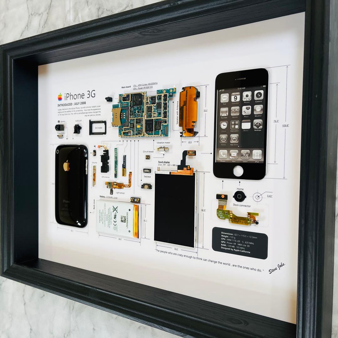 【希少端末】 iPhone 3G 標本アート ボックスフレーム仕様