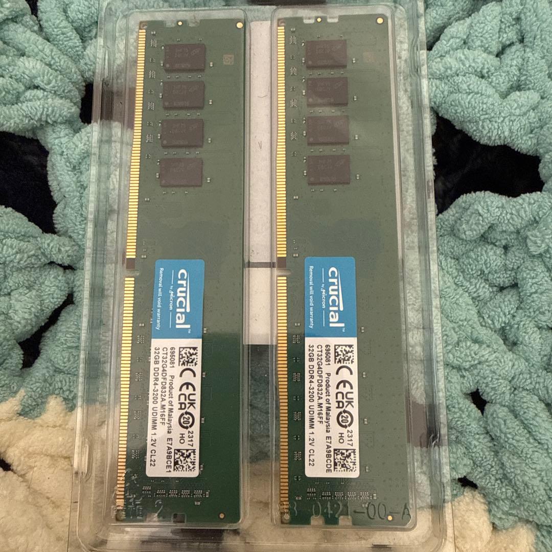Crucialデスクトップ用メモリ 32GBx2 DDR4 3200 UDIMM