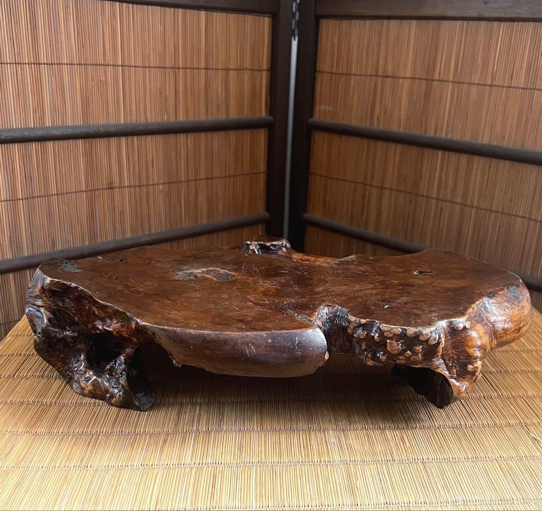 古木 刳抜彫り 花台 香台 盆栽台