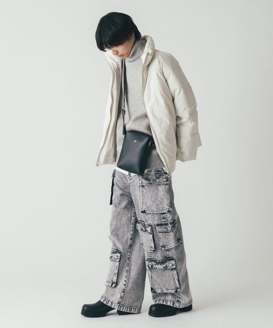 値下げ　Lui's スプリットレザーポーチ ショルダーバッグ レザー 黒