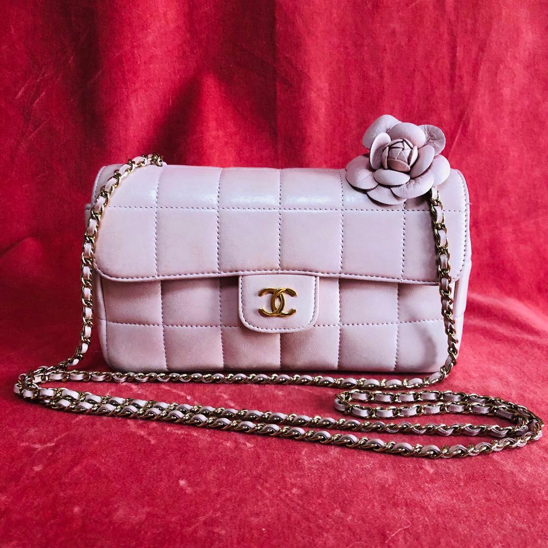 CHANEL シャネル チェーンショルダーバッグ ラムスキン カメリア
