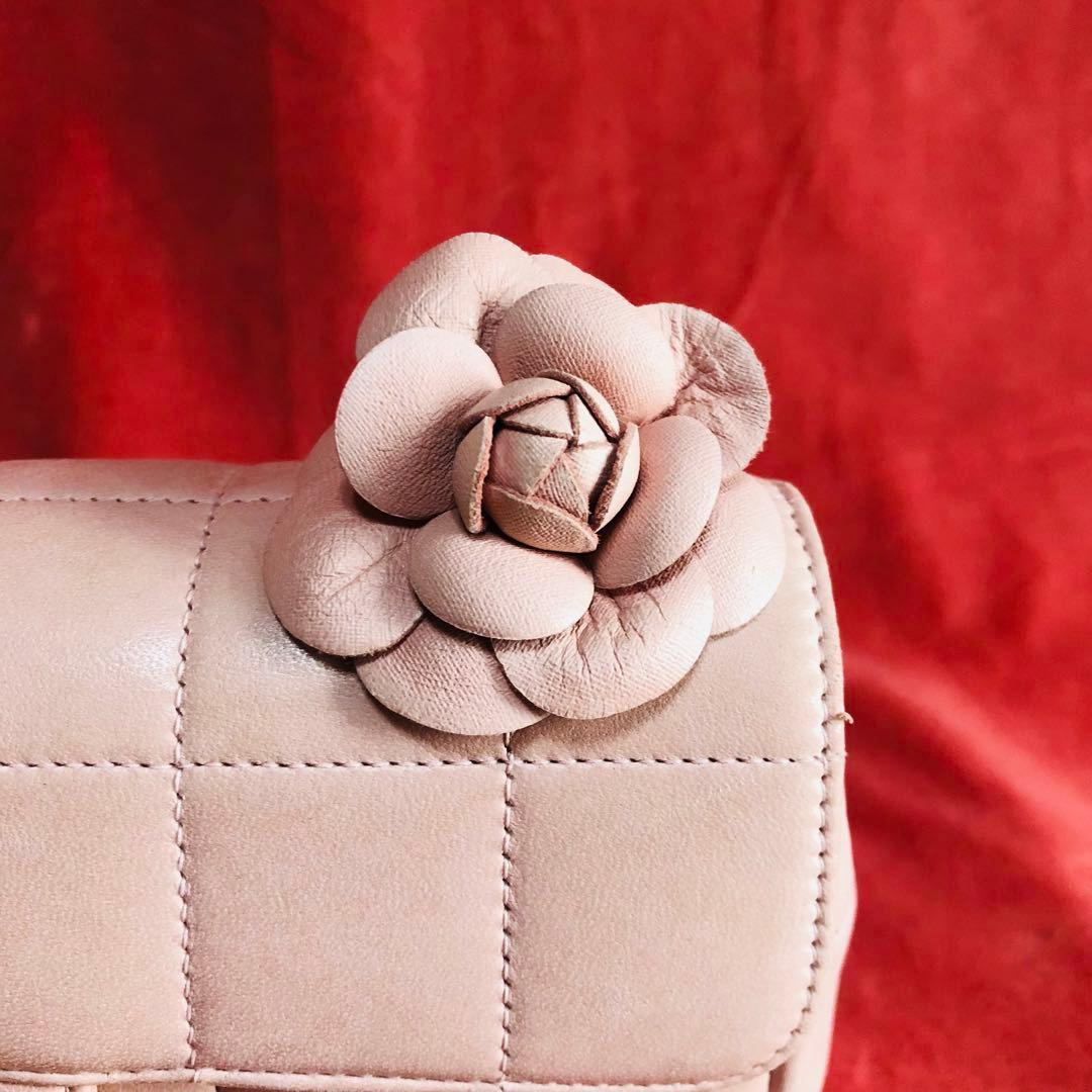 CHANEL シャネル チェーンショルダーバッグ ラムスキン カメリア