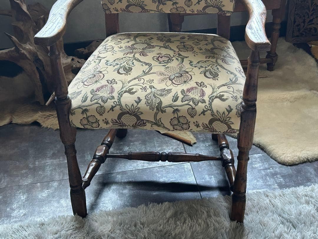 希少　イギリス　英国　アンティーク　ヴィンテージ　ハイバックチェア　SZ
