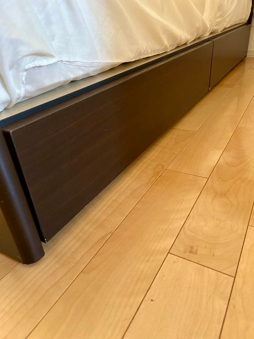 ★送料込★ セミダブル　ベッドフレーム　２台　ASLEEPウォルナット　右収納①