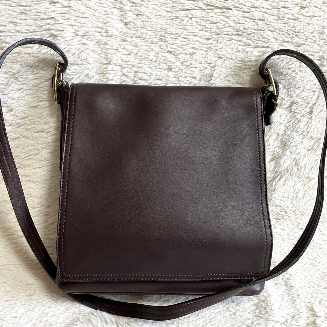 美品 オールドコーチ フラップ ホック グラブタンレザー ショルダーバッグ